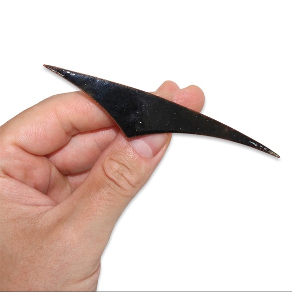 Vintage Modernist Black Enamel Copper Brooch Pin Abstract Mid-Century Modern - Picture 2 of 4